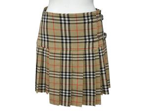 BURBERRY バーバリー スカート ティッシ期 ノヴァチェック アシンメトリー 8025832 ベージュ ウール サイズ36 美品 中古 4b006903