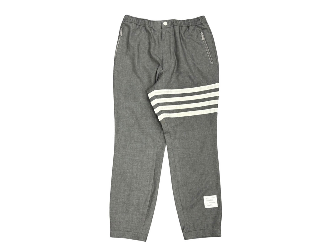 THOM BROWNE トムブラウン ストライプ スラックス MTT012A-00626035 イージーウェスト グレー サイズ4 美品 中古 4b006907
