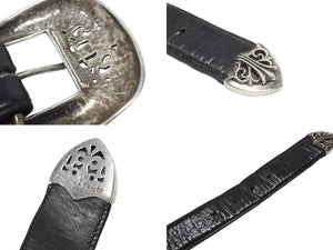 CHROME HEARTS クロムハーツ 3PC Classic 3PC belt ベルト ブラック レザー サイズ34 シルバー925 美品 中古 4b006911