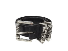 Load image into Gallery viewer, [USED/中古]CHROME HEARTS クロムハーツ ベルト・バックル 3ピース ローラーベルト ブラック レザー シルバー925 36 Bランク 中古 4b006912