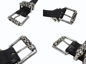 [USED/中古]CHROME HEARTS クロムハーツ ベルト・バックル 3ピース ローラーベルト ブラック レザー シルバー925 36 Bランク 中古 4b006912