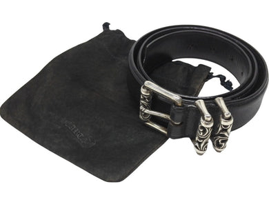 CHROME HEARTS クロムハーツ 3ピース ローラーベルト サイズ36 レザー シルバ−925 ブラック 美品 中古 4b006913