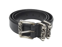 Load image into Gallery viewer, CHROME HEARTS クロムハーツ 3ピース ローラーベルト サイズ36 レザー シルバ−925 ブラック 美品 中古 4b006913