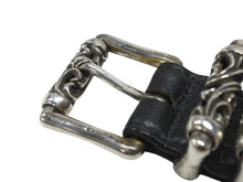 Load image into Gallery viewer, CHROME HEARTS クロムハーツ 3ピース ローラーベルト サイズ36 レザー シルバ−925 ブラック 美品 中古 4b006913