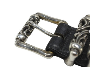 CHROME HEARTS クロムハーツ 3ピース ローラーベルト サイズ36 レザー シルバ−925 ブラック 美品 中古 4b006913