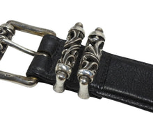 Load image into Gallery viewer, CHROME HEARTS クロムハーツ 3ピース ローラーベルト サイズ36 レザー シルバ−925 ブラック 美品 中古 4b006913