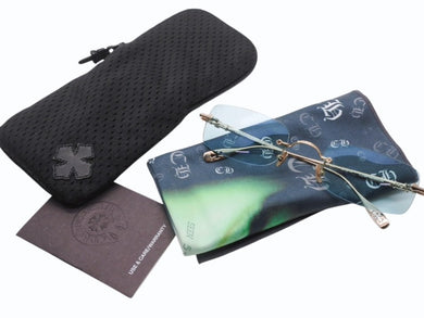 CHROME HEARTS クロムハーツ COMPRESSION サングラス リムレス クロス ホースシュー GP ブルーレンズ ゴールド サイズ55□22-135 美品 中古 4b006914