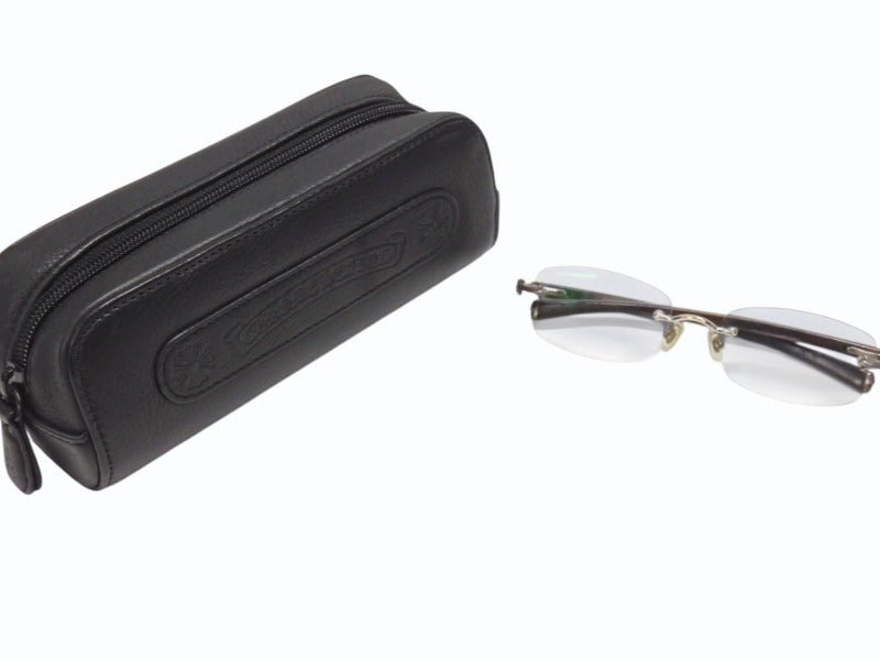 CHROME HEARTS クロムハーツ LIVING PROOF III EBONY WOOD メガネ ダークブラウン 度入り ウッド シルバー925 シルバー金具 良品 中古 4b006915