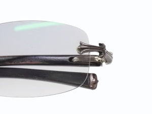 CHROME HEARTS クロムハーツ LIVING PROOF III EBONY WOOD メガネ ダークブラウン 度入り ウッド シルバー925 シルバー金具 良品 中古 4b006915