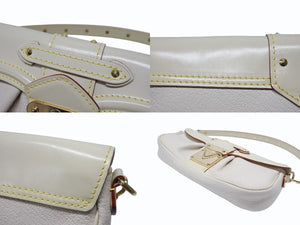 LOUIS VUITTON ルイヴィトン プレシュー ハンドバッグ M91774 スハリ レザー アイボリー スタッズ 2007年 ゴールド金具 美品 中古 4b006920
