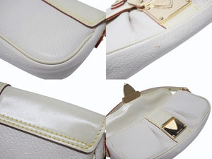 LOUIS VUITTON ルイヴィトン プレシュー ハンドバッグ M91774 スハリ レザー アイボリー スタッズ 2007年 ゴールド金具 美品 中古 4b006920