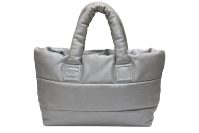 CHANEL シャネル コココクーン トートバッグ 13番台 ココマーク レザー シルバー キルティング シルバー金具 美品 中古 4b006922