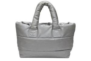CHANEL シャネル コココクーン トートバッグ 13番台 ココマーク レザー シルバー キルティング シルバー金具 美品 中古 4b006922