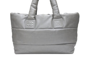 CHANEL シャネル コココクーン トートバッグ 13番台 ココマーク レザー シルバー キルティング シルバー金具 美品 中古 4b006922