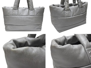 CHANEL シャネル コココクーン トートバッグ 13番台 ココマーク レザー シルバー キルティング シルバー金具 美品 中古 4b006922
