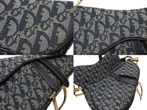 Christian Dior クリスチャンディオール サドルバッグ ワンショルダーバッグ トロッター ネイビー ガリアーノ期 美品 中古 4b006923