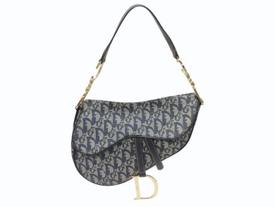 Christian Dior クリスチャンディオール サドルバッグ ワンショルダーバッグ トロッター ネイビー ガリアーノ期 美品 中古 4b006923