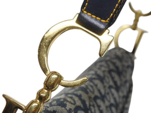 Christian Dior クリスチャンディオール サドルバッグ ワンショルダーバッグ トロッター ネイビー ガリアーノ期 美品 中古 4b006923