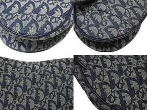Christian Dior クリスチャンディオール サドルバッグ ワンショルダーバッグ トロッター ネイビー ガリアーノ期 美品 中古 4b006923