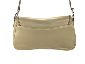 極美品 Christian Dior クリスチャンディオール サドルワンショルダーバッグ 01-RU-0055 ベージュ系 ロゴ金具 シルバー金具 中古 4b006924