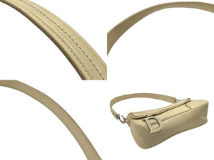 極美品 Christian Dior クリスチャンディオール サドルワンショルダーバッグ 01-RU-0055 ベージュ系 ロゴ金具 シルバー金具 中古 4b006924