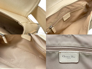 極美品 Christian Dior クリスチャンディオール サドルワンショルダーバッグ 01-RU-0055 ベージュ系 ロゴ金具 シルバー金具 中古 4b006924