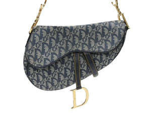 極美品 Christian Dior クリスチャンディオール サドルバッグ ワンショルダーバッグ トロッター ネイビー ガリアーノ期 中古 4b006929