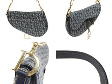 Load image into Gallery viewer, 極美品 Christian Dior クリスチャンディオール サドルバッグ ワンショルダーバッグ トロッター ネイビー ガリアーノ期 中古 4b006929