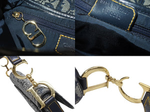 極美品 Christian Dior クリスチャンディオール サドルバッグ ワンショルダーバッグ トロッター ネイビー ガリアーノ期 中古 4b006929