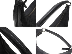 GUCCI グッチ ショルダーバッグ ホーボー ブラック シルバー金具 GGキャンバス レザー レディース 美品 中古 4b006930