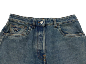 PRADA プラダ デニムパンツ ジーンズ GFP497 サイズ26 トライアングルロゴ インディゴブルー コットン 美品 中古 4b006936