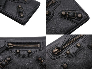 極美品 BALENCIAGA バレンシアガ クラシック ザ シティ カードケース ブラック レザー 名刺入れ コインケース 財布 ウォレット 310703 中古 4b006937