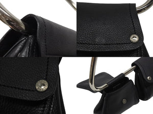PRADA プラダ 97FW ループ ワンショルダーバッグ レザー ブラック アーカイブ トライアングルロゴ金具 シルバー金具 美品 中古 4b006940
