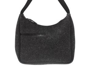 極美品 PRADA プラダ プラダスポーツ ワンショルダーバッグ ウール ナイロンキャンバス チャコール ブラック シルバー金具 中古 4b006942