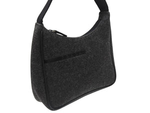 極美品 PRADA プラダ プラダスポーツ ワンショルダーバッグ ウール ナイロンキャンバス チャコール ブラック シルバー金具 中古 4b006942