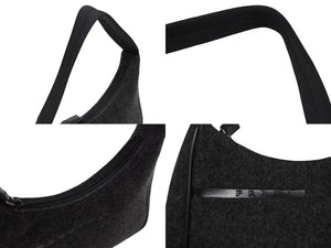 極美品 PRADA プラダ プラダスポーツ ワンショルダーバッグ ウール ナイロンキャンバス チャコール ブラック シルバー金具 中古 4b006942