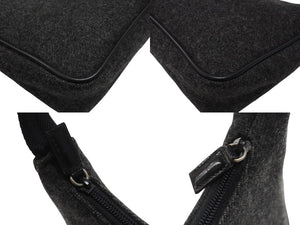 極美品 PRADA プラダ プラダスポーツ ワンショルダーバッグ ウール ナイロンキャンバス チャコール ブラック シルバー金具 中古 4b006942