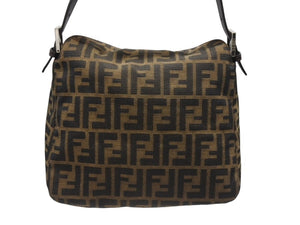 FENDI フェンディ ワンショルダーバッグ マンマバケット ズッカ柄 ブラウン キャンバス レザー 美品 中古 4b006943