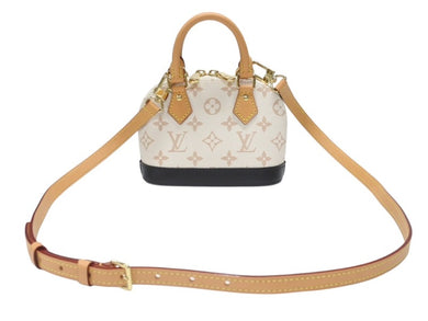 極美品 LOUIS VUITTON ルイヴィトン ナノ アルマ 2WAYバッグ M46895 モノグラム デュンヌキャンバス ホワイト ブラック ベージュ 中古 4b006950