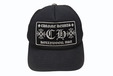 CHROME HEARTS クロムハーツ トラッカーキャップ ハリウッド限定 CHロゴ刺繍 クロスボール シルバー 925 ブラック 良品 中古 4b006957