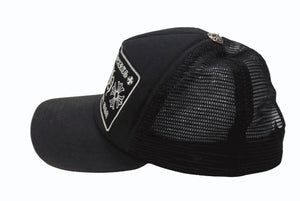 CHROME HEARTS クロムハーツ トラッカーキャップ ハリウッド限定 CHロゴ刺繍 クロスボール シルバー 925 ブラック 良品 中古 4b006957