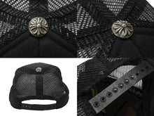 Load image into Gallery viewer, CHROME HEARTS クロムハーツ トラッカーキャップ ハリウッド限定 CHロゴ刺繍 クロスボール シルバー 925 ブラック 良品 中古 4b006957
