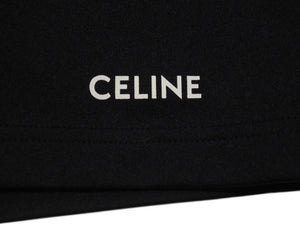 極美品 CELINE セリーヌ ショーツ ショートパンツ 2Z144121O サイズL ブラック ポリエステル ロゴプリント 中古 4b006963