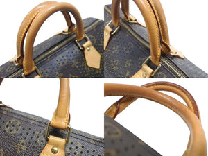 極美品 LOUIS VUITTON ルイヴィトン モノグラム ペルフォ スピーディ30 ハンドバッグ M95181 グリーン メッシュ 中古 4b006969