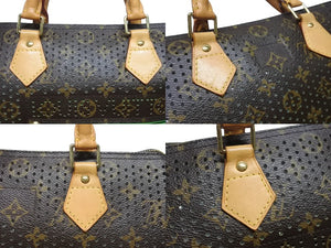 極美品 LOUIS VUITTON ルイヴィトン モノグラム ペルフォ スピーディ30 ハンドバッグ M95181 グリーン メッシュ 中古 4b006969