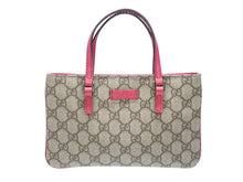 Load image into Gallery viewer, 極美品 GUCCI グッチ ミニハンドバッグ GG 114559 002122 イタリア製 PVC レザー ベージュ ピンク シルバー金具 中古 4b006985