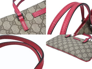 極美品 GUCCI グッチ ミニハンドバッグ GG 114559 002122 イタリア製 PVC レザー ベージュ ピンク シルバー金具 中古 4b006985