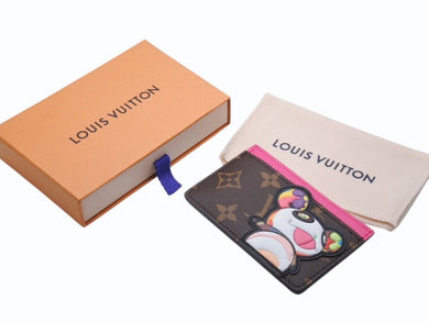 未使用 LOUIS VUITTON ルイヴィトン LV×TM カードケース ポルト カルト サーンプル モノグラム パンダ M13439 ブラウン ピンク中古 4b006990