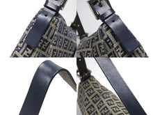 Load image into Gallery viewer, FENDI フェンディ ズッキーノ柄 マンマバケット ワンショルダーバッグ 26424 ネイビー シルバー シルバー金具 美品 中古4b006993