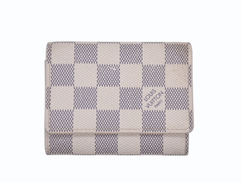 LOUIS VUITTON ルイヴィトン ダミエアズール アンヴェロップ カルト ドゥ ヴィジット 名刺入れ N61746 ホワイト 美品 中古 4b006996